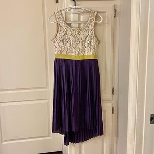 NEW V-back Lace and Accordion Pleat Party Dress